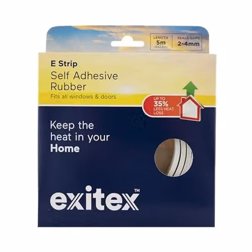 Exitex E Strip Self-Adhesive EPDM Rubber Seal, White, 5m Roll – 1