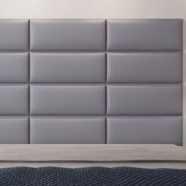 NOVECRAFTO Self Adhesive Padded Wall Panels, Grey, W: 60 cm, H: 25 cm (Pack of 8)