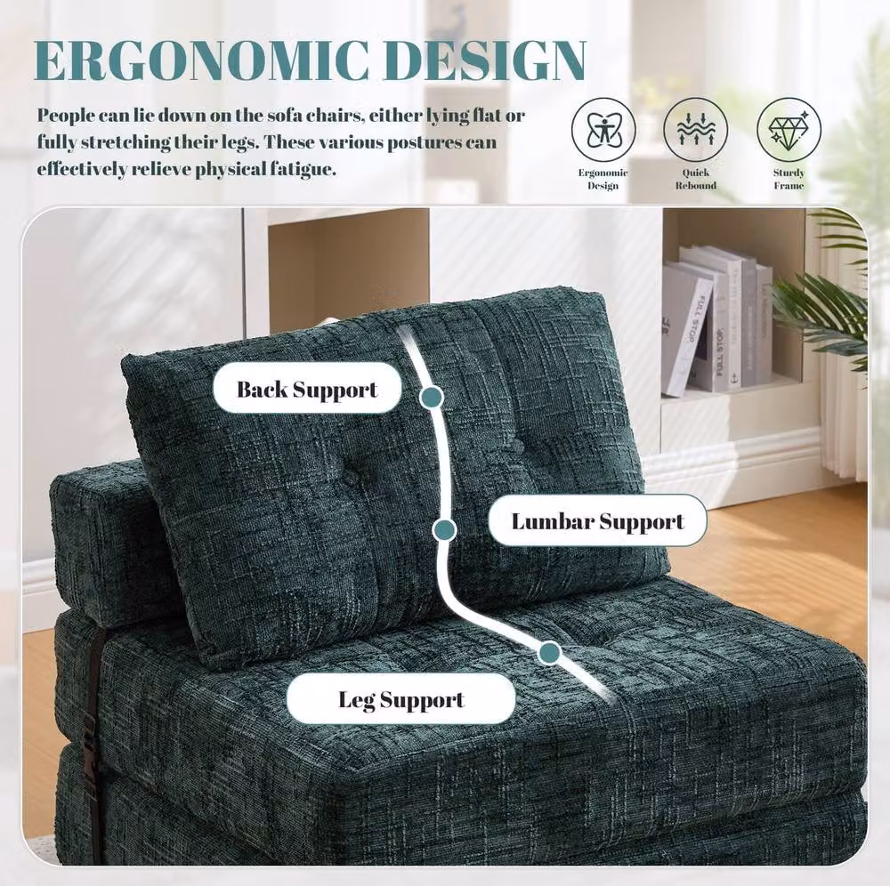STILVORA Green Fold-Out Sofa Bed with Upholstered Fabric Frame – 8