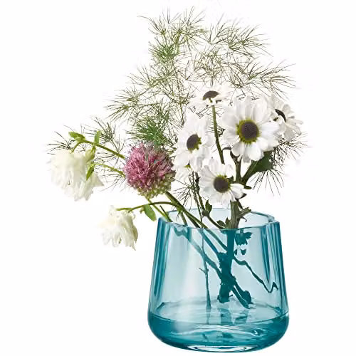 LSA International Lagoon Handmade Glass Tealight Holder and Vase in Turquoise Green, Height: 8.5 cm