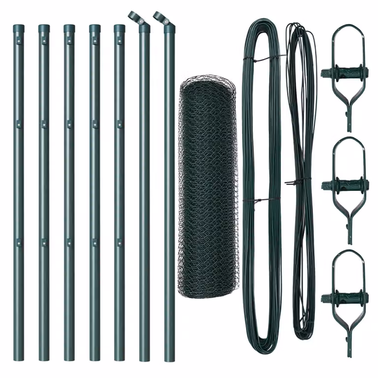 Berkfield Home Green Galvanised Steel Hexagon Fence, W: 0.6 m, L: 10 m