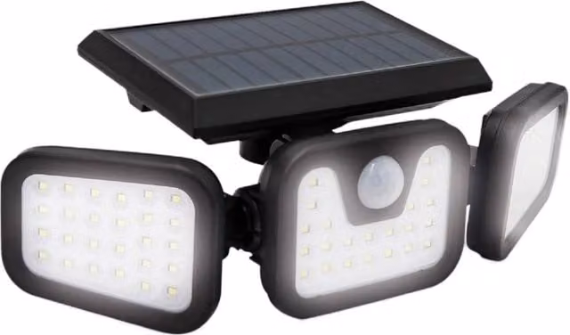 SPETLEK Triple Solar Security Floodlight with 74 LED, 600LM Motion Sensor, IP65 Waterproof, Black