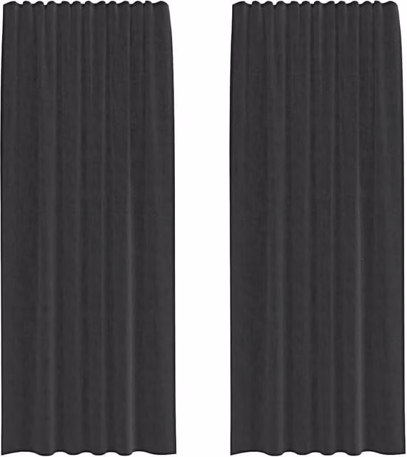 Berkfield Home Black Transparent Voile Fabric Panel Curtains with Rod Pockets, 2 Pack – 1