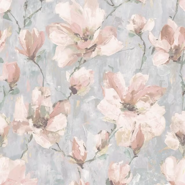 Grandeco Camilla Floral Botanical Vintage Textured Wallpaper in Pink Matt