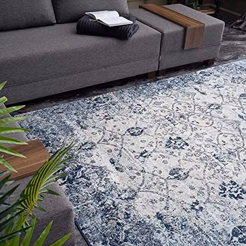 The Rugs Montana Vintage Oriental Area Rug in Blue and White, W/D: 200 x 290 cm – 6