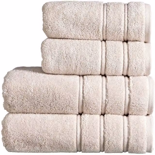 Christy Antalya 4 Piece Luxury Turkish Cotton Bath Towel Set in Beige