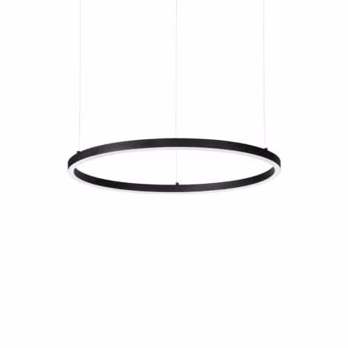 Ideal Lux Oracle Slim Round Integrated LED Pendant Ceiling Light, Black, Diameter: 50 cm, 2700K Warm White