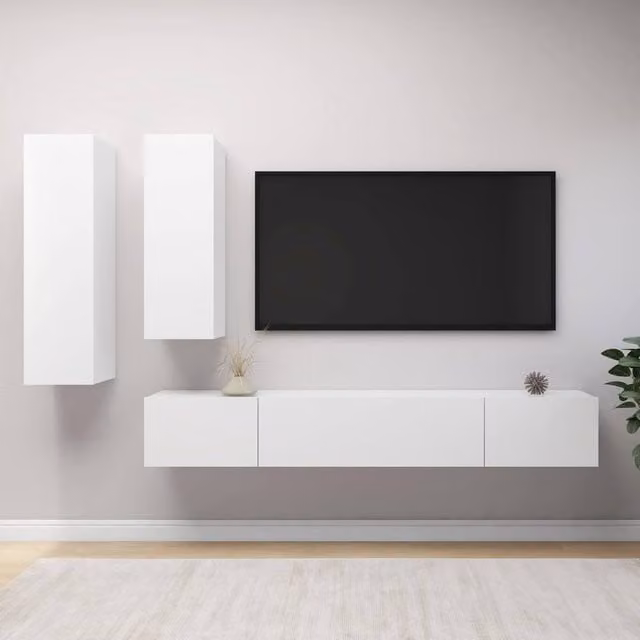 Berkfield Home 4 Piece Modern White Matt TV Cabinet and Lowboard Set