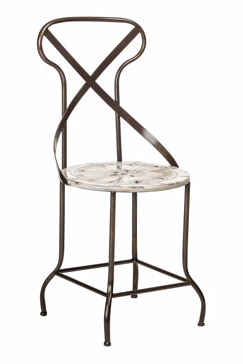 Orsina Industrial Metal Dining Chair in White and Beige – 3