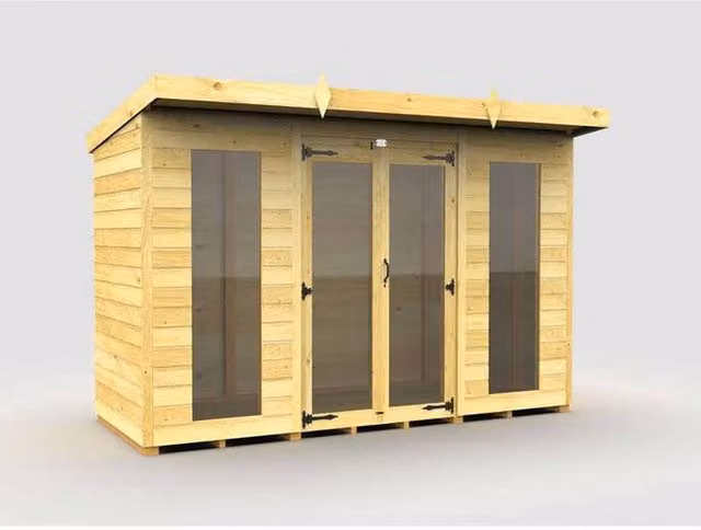 Buttercup Farm Brown Pent Summer House with Full Height Window, W: 302 cm, D: 118 cm, H: 201 cm – 1
