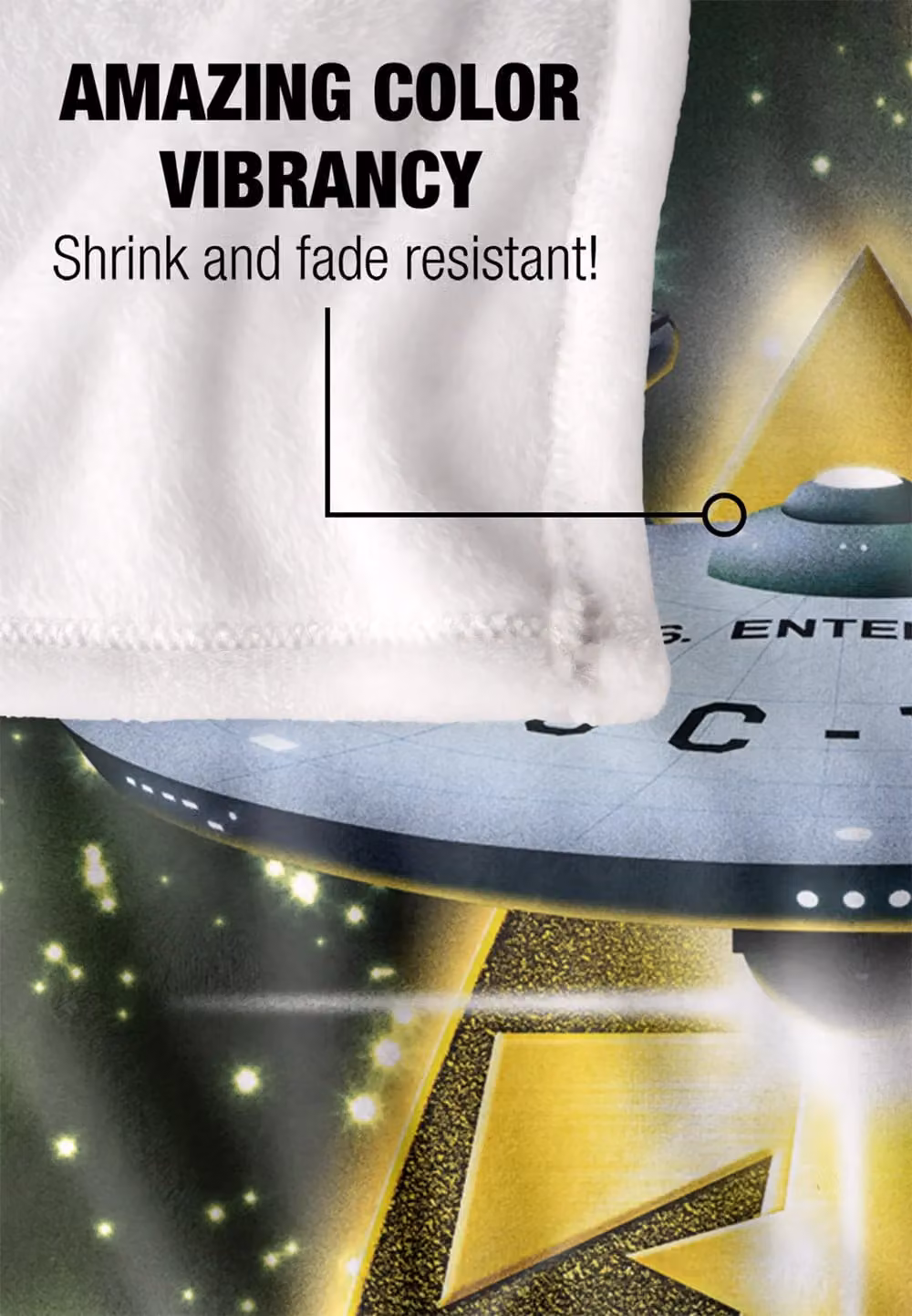 Trevco Star Trek 50th Anniversary Super Soft Fleece Throw Blanket, White, W/D/H: 152 x 127 cm – 4