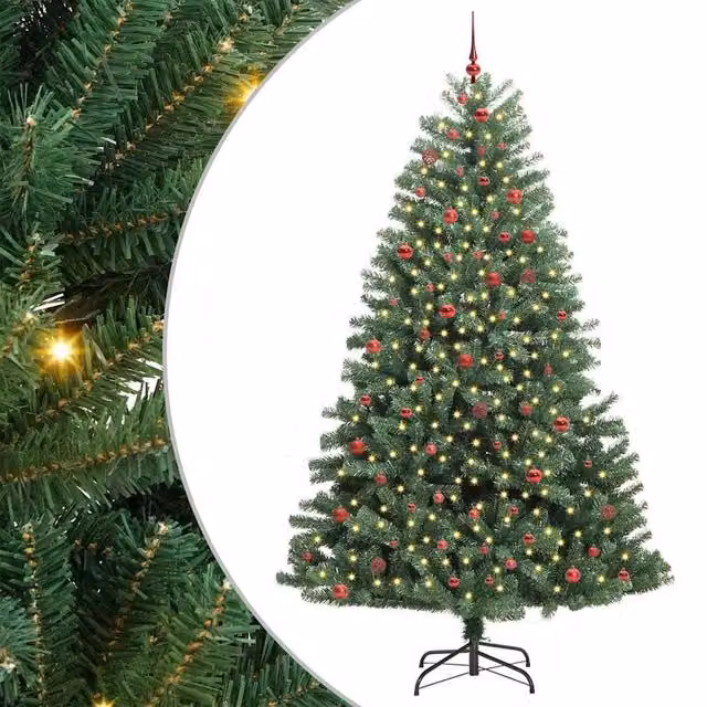 Berkfield Home Artificial Hinged Christmas Tree in Green, Height: 270 cm – 1