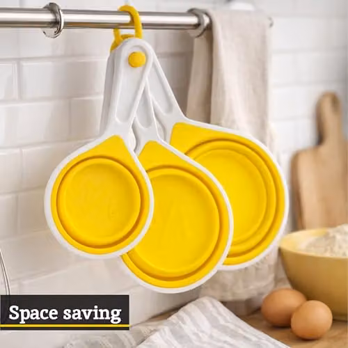 Orsina Set of 4 Collapsible Silicone Measuring Cups in Yellow and Orange – 2