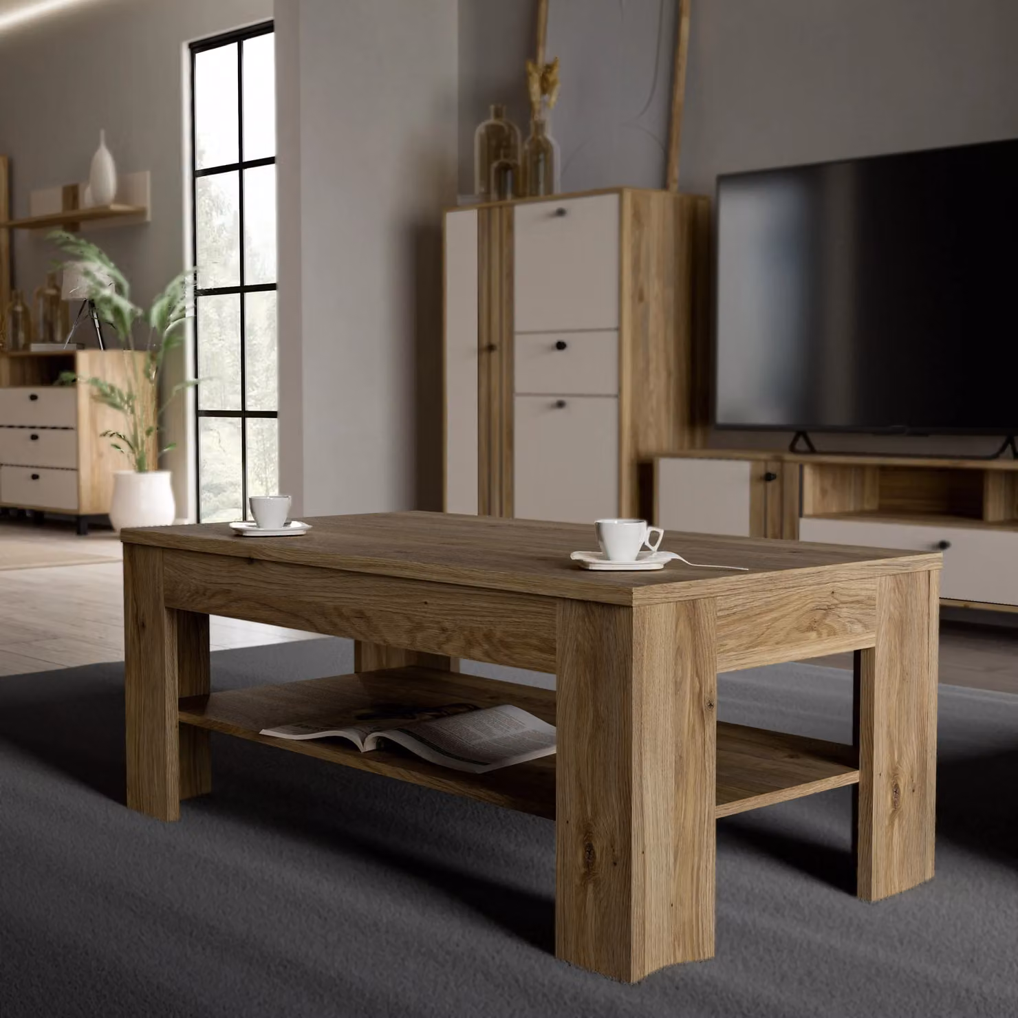Furniture To Go Grafton Industrial Oak Coffee Table in Brown – 4