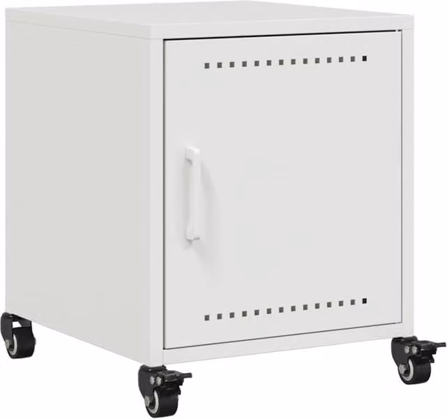 Berkfield Home White Metal Bedside Cabinet W/D/H: 36 x 39 x 43.5 cm – 1