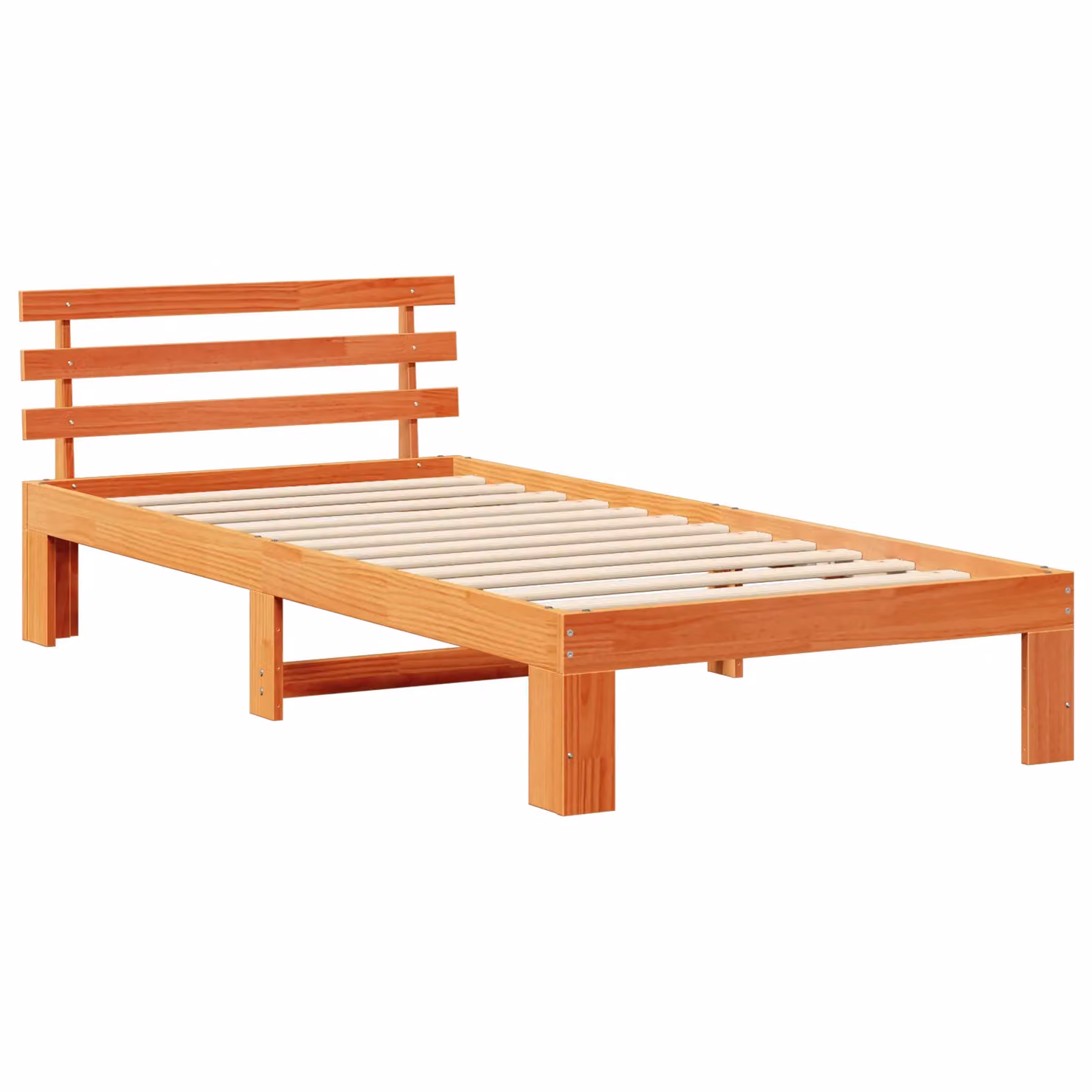 Berkfield Home Solid Wood Bed Frame in Waxed Brown, W/D/H: 100 x 200 cm – 2