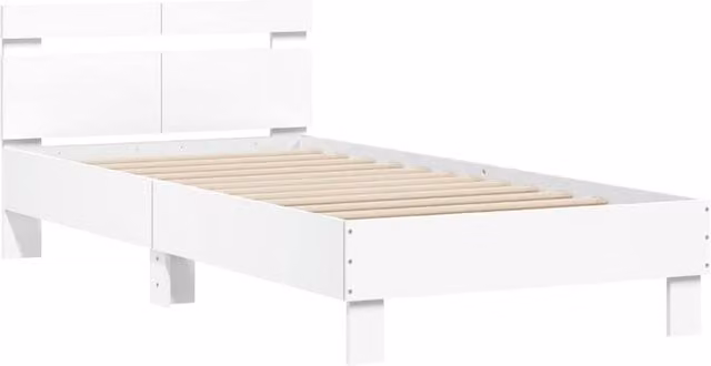 Berkfield Home Durable Bed Frame with Headboard in White, W/D/H: 100 x 200 x 70 cm