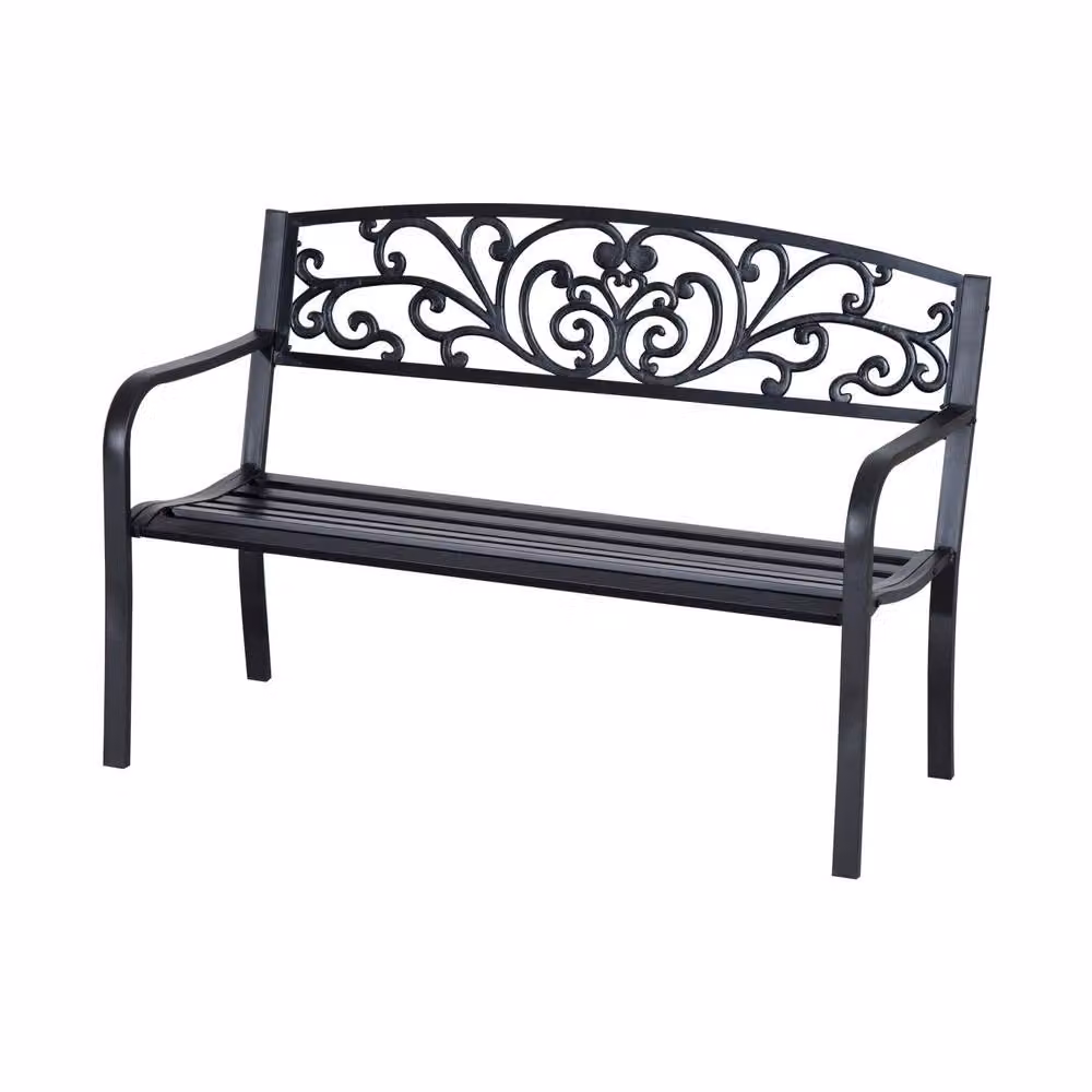 Wyld Haus Saradi Taro Black Steel 2 Seater Garden Bench – 2