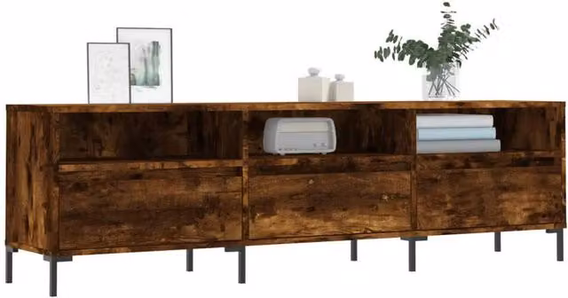 Berkfield Home TV Cabinet in Smoked Oak Brown, W: 150 cm, D: 30 cm, H: 44.5 cm – 1