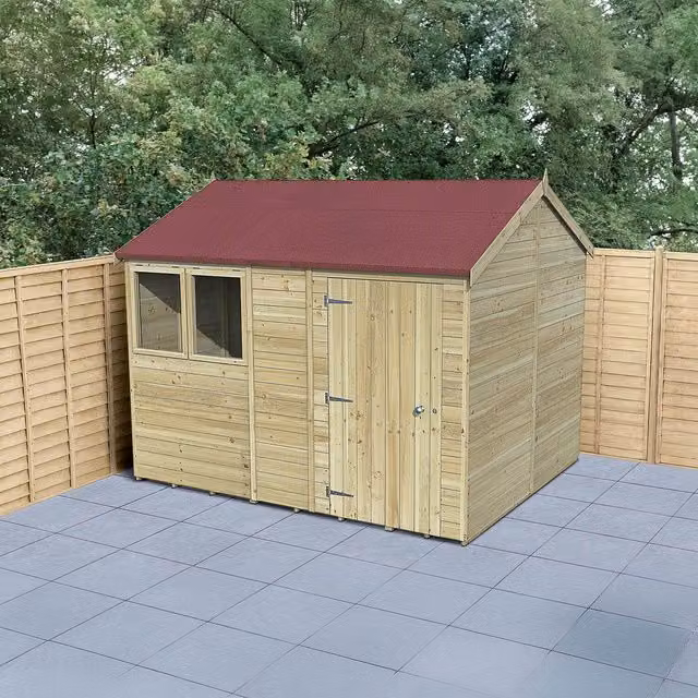 Forest Garden Timberdale T&G Pressure Treated Reverse Apex Shed in Brown