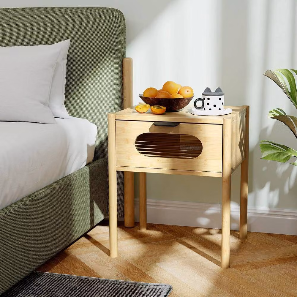 EONLION Bamboo Nightstand Bedside Table in Brown – 3