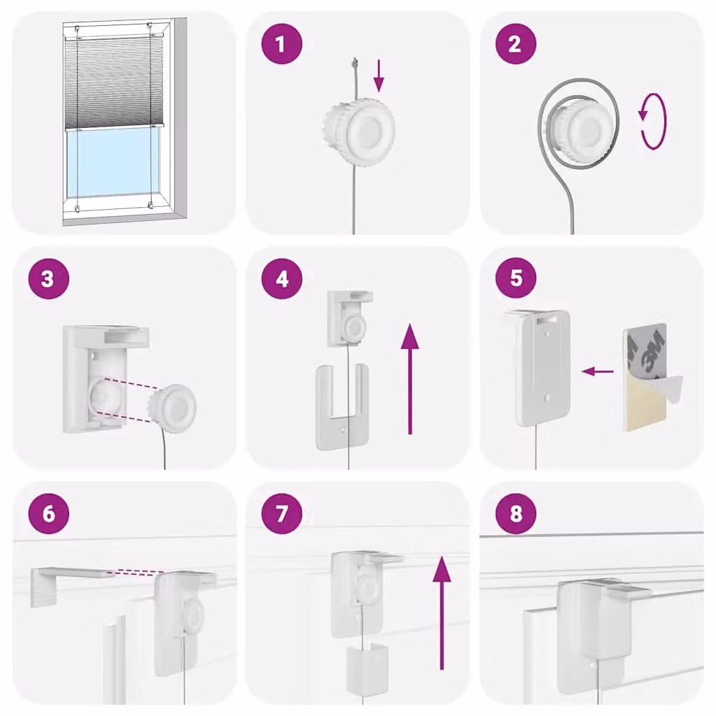 Berkfield Home Single Pleat Corded Blind in Black, Polyester, W: 90 cm, H: 100 cm – 4