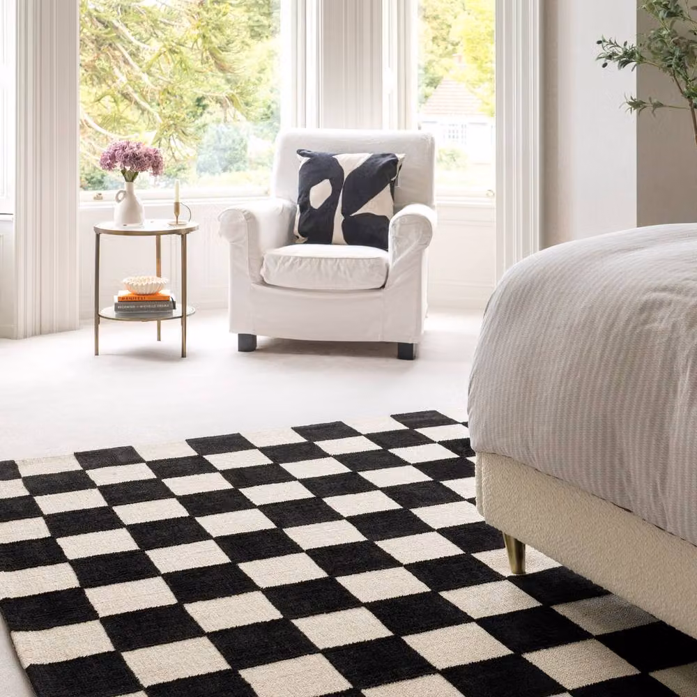 Kukoon Black and White Checkerboard Modern Wool Area Rug, W: 240 cm, D: 330 cm – 5