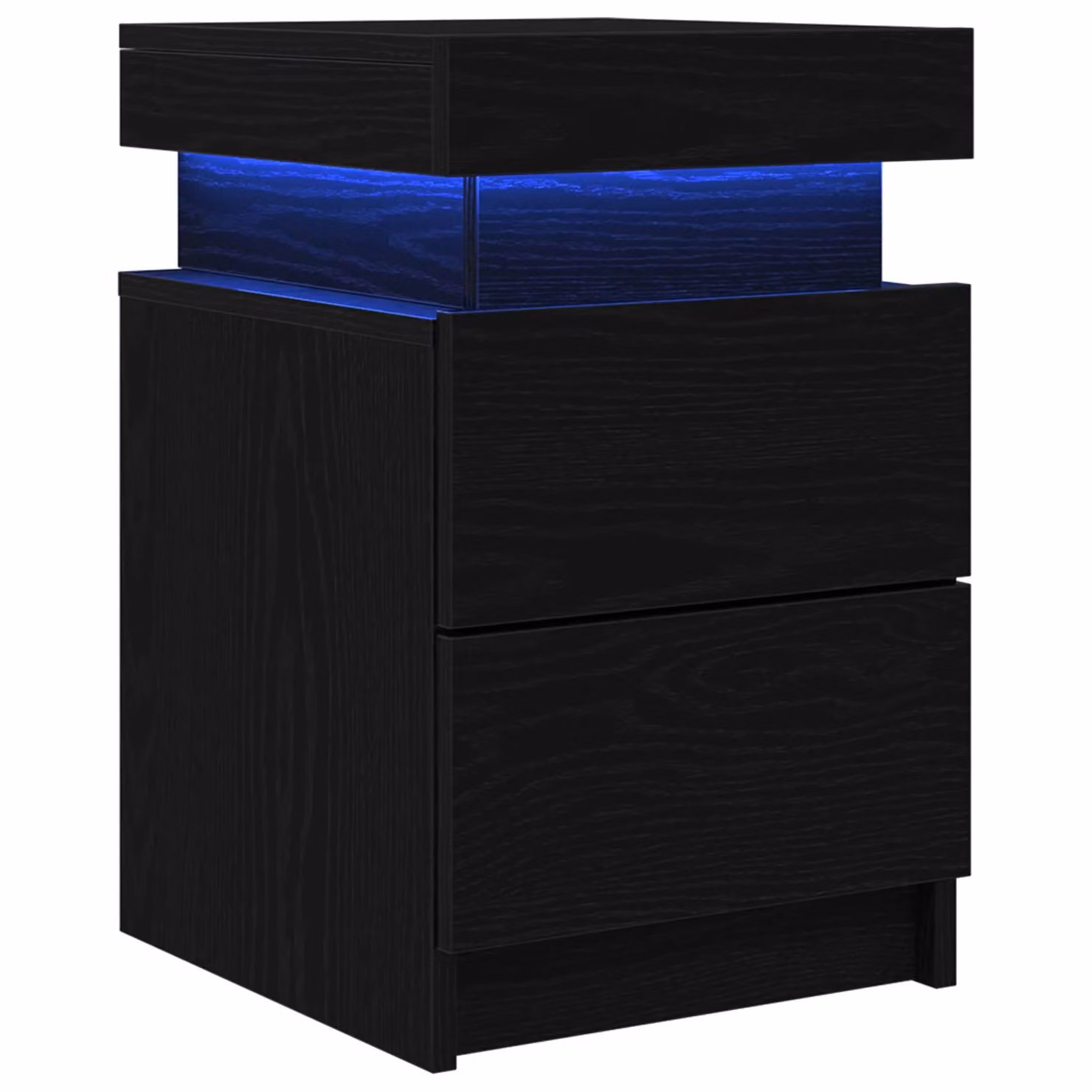 Berkfield Home Set of 2 Black Oak Bedside Cabinets with Integrated LED Lights W/D/H: 35 x 39 x 55 cm – 1