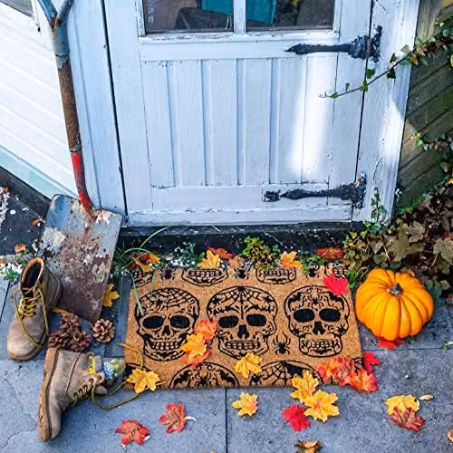 Nicola Spring Day of the Dead Halloween Coir Door Mat, Multicolour, W: 60 cm, D: 40 cm – 2
