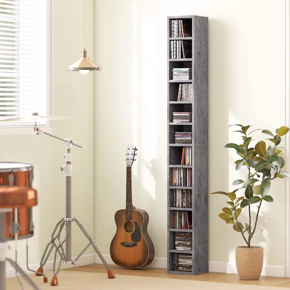 Rolipo 204 CD Tall Narrow Media Storage Tower in Matt Grey – 3