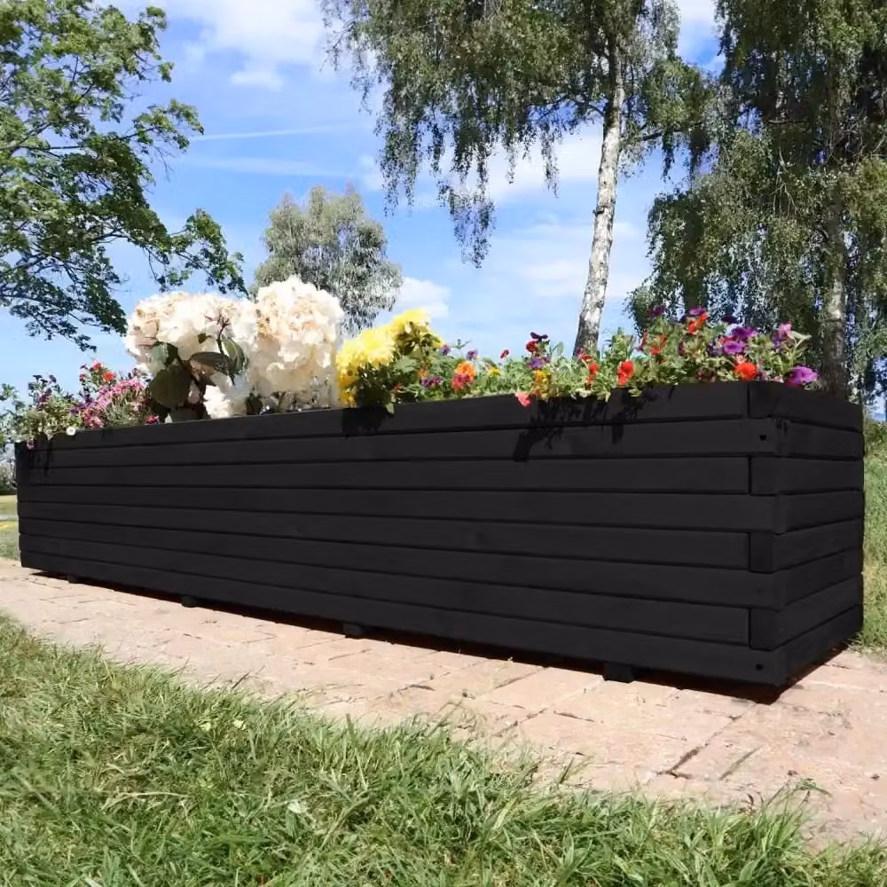 Access Garden Products Pine Raised Trough Planter in Black, W: 140 cm, D: 40 cm, H: 40 cm – 5
