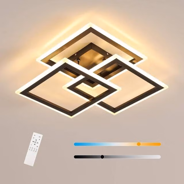 Goeco Black LED Ceiling Light, Dimmable with Remote Control, 40 W, Diameter: 47 cm