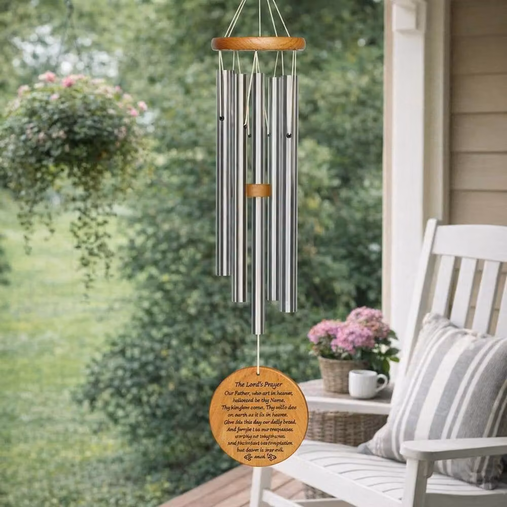 Woodstock Chimes Silver Garden Wind Chime featuring The Lords Prayer – 3