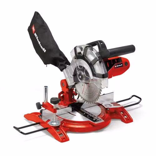 Einhell Red 1600W Compound Mitre Saw with 5000rpm Cutting Speed and +/-45° Mitre Capability – 1