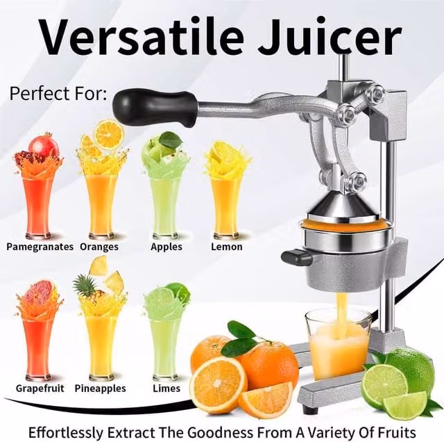 EONLION Professional Grade Manual Citrus Juicer Hand Press in Silver