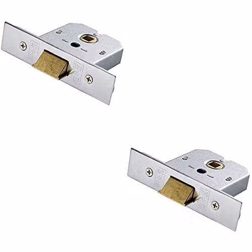 Loops 2 Pack 76mm Flat Mortice Door Security Latch Fire Door Rated in Satin Chrome