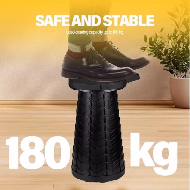 NESTLUNE Black Portable Telescoping Folding Stool