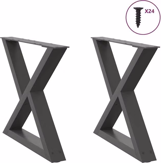 Berkfield Home Steel Coffee Table Legs, 2 Pieces, Anthracite, H: 42-43.3 cm x W: 50 cm