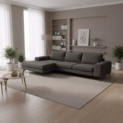 Abakus Direct Venice Modern L-Shaped Corner Sofa in Grey with Scatter Back Cushions and Solid Wood Frame, Left Hand Facing, W/D/H: 289 x 146 x 81 cm – 2