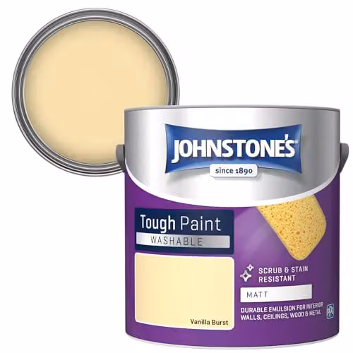 Johnstone's Vanilla Burst Matt Emulsion Paint, Yellow, 2.5L – 2