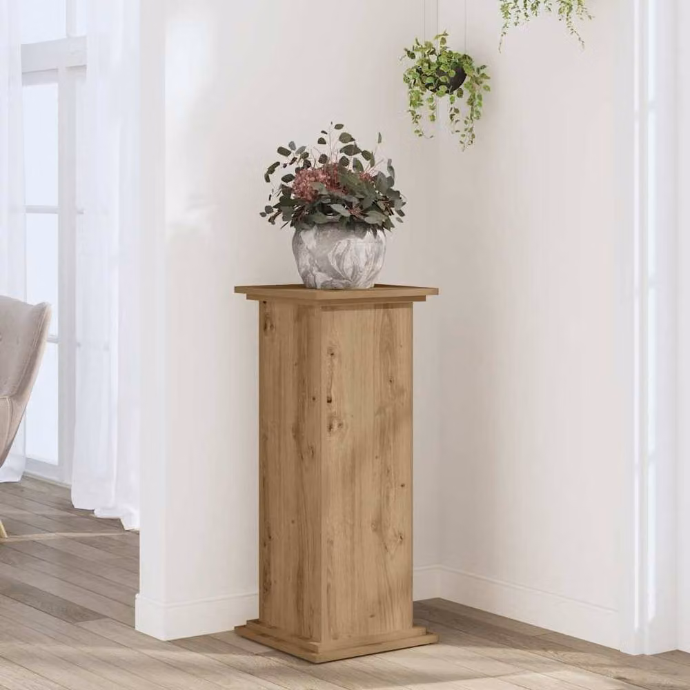 Berkfield Home Artisan Oak Plant Stand in Brown, W/D/H: 33 x 33 x 80 cm – 2