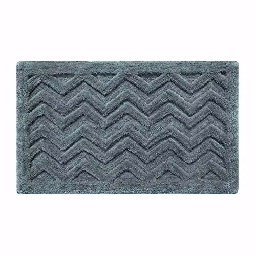 Homescapes Sandwood Grey Super Absorbent Soft Bathmat with Chevron Geometric Pattern and Non-Slip Backing, W: 50 cm, D: 80 cm – 3
