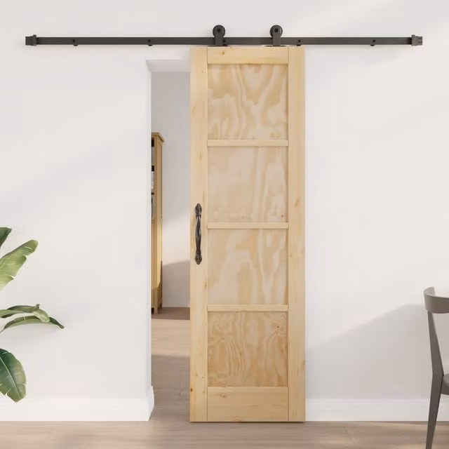 Berkfield Home Orkdal Solid Wood Pine Sliding Door with Hardware Set in Beige
