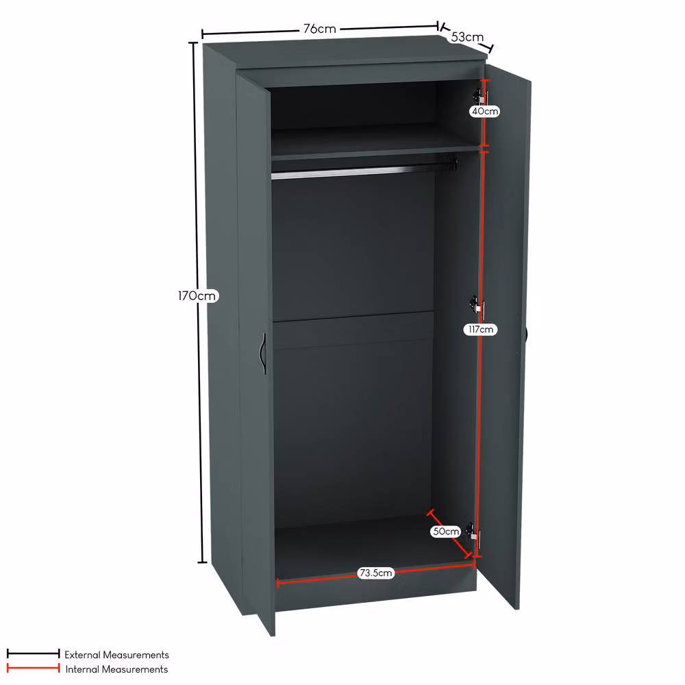 HD Designs Riano 2 Door Wardrobe in Matt Green MDF – 2