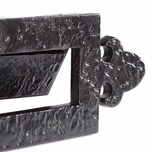 Hammer and Tongs Fleur De Lis Iron Letter Plate, Matt Black, W: 27.0 cm, H: 10.5 cm, Pack of 2 – 2