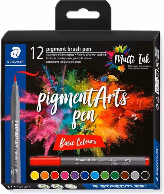 STAEDTLER 371 Pigment Arts Brush Pen, Multi-colour