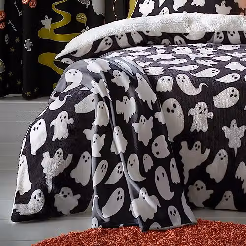 Bedlam Spooky Ghosts Halloween Fleece Throw in Grey, W/D/H: 120 x 150 cm – 4