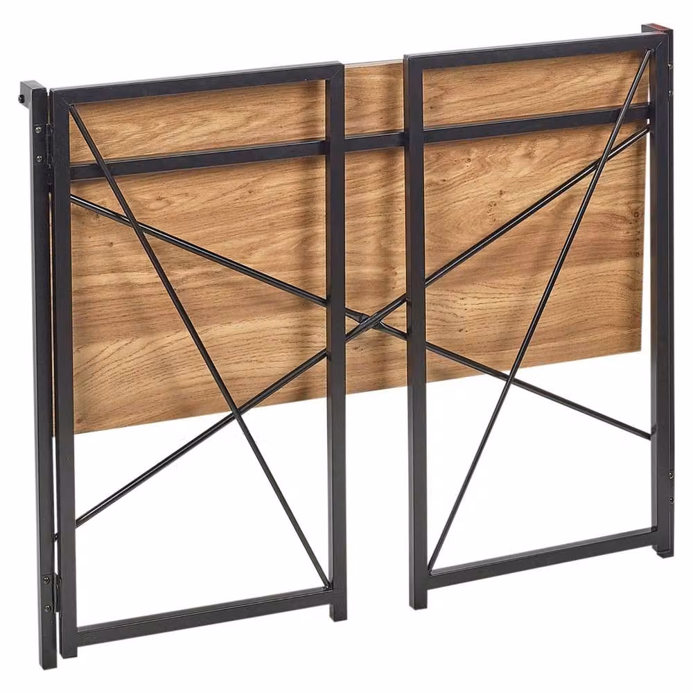FORGEVIO Oak Wooden Folding Computer Desk with Steel Legs in Brown, W/D/H: 120 x 60 x 74 cm (Note: Dimensions provided in prompt were incomplete for W/D/H, using available data points 45, 74, 90 as reference for a standard desk size is not allowed per ins – 2