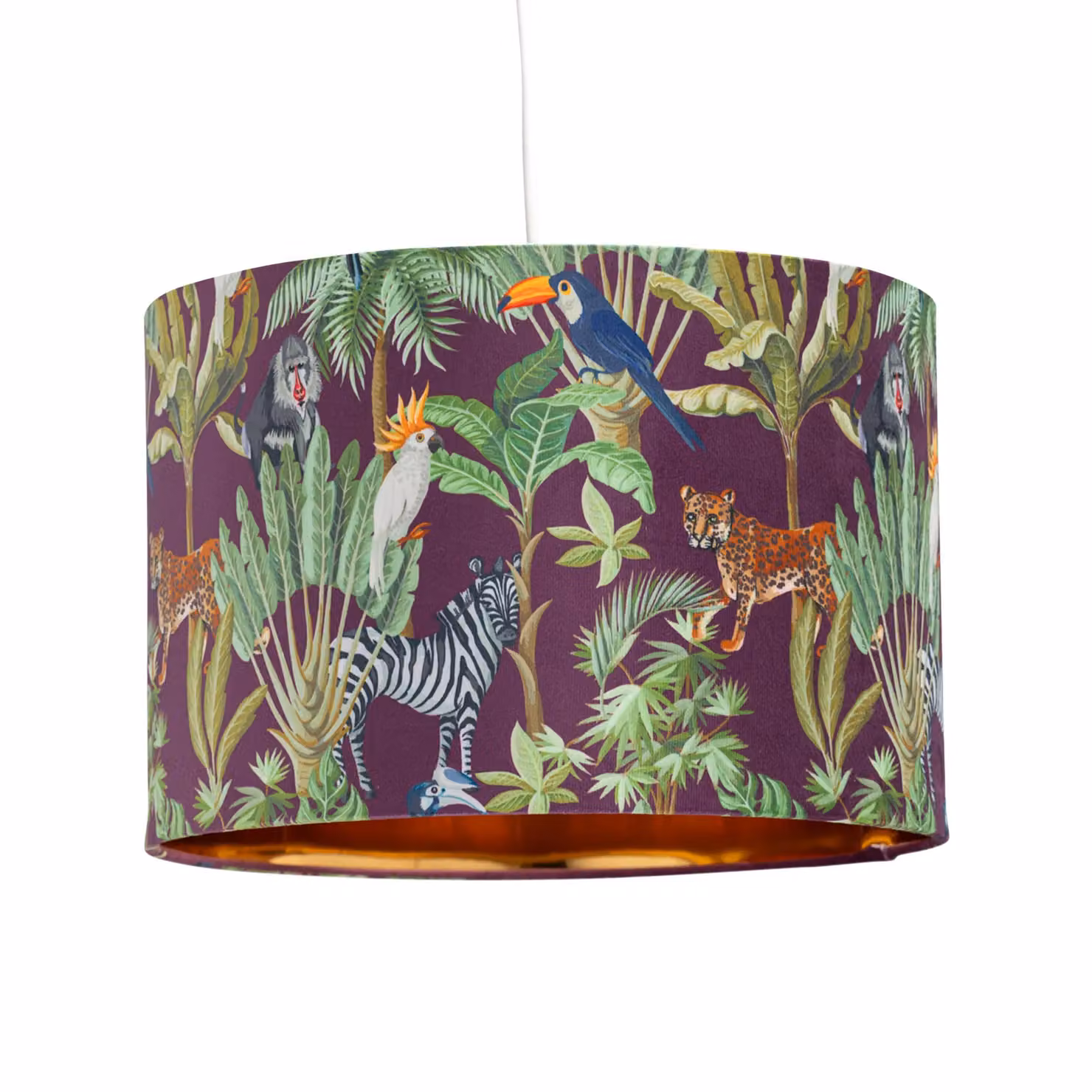 First Choice Lighting Set of 2 Safari Velvet Easy Fit Round Pendant or Table Lamp Shades in Green and Gold/Brass, Diameter: 30 cm – 2