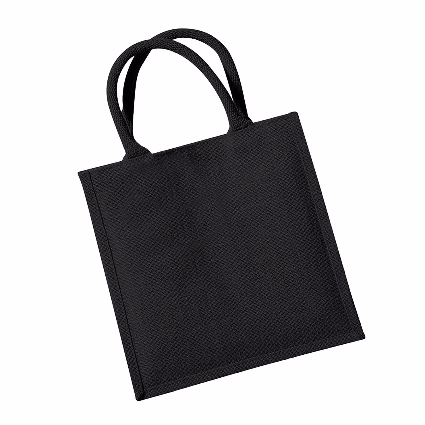 Westford Mill Jute Mini Tote Shopping Bag, Black, Pack of 2 (14 Litres) – 2